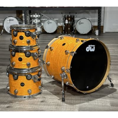 Used DW Collectors Maple 4pc Drum Set Tangerine FinishPly w/DW Bags