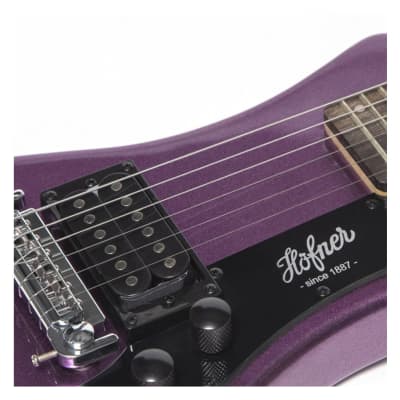 Hofner Shorty Electric Travel Guitar w/ Gig Bag - Purple image 4