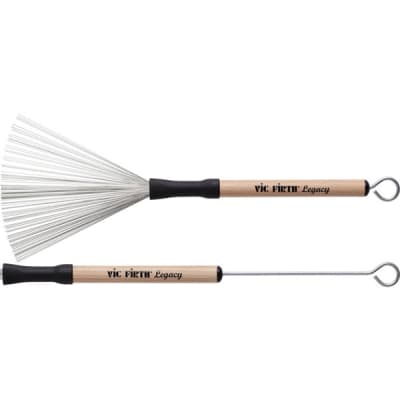 Vic Firth LB Retractable Adjustable Wire Legacy Brushes w/ Wood Handle image 1