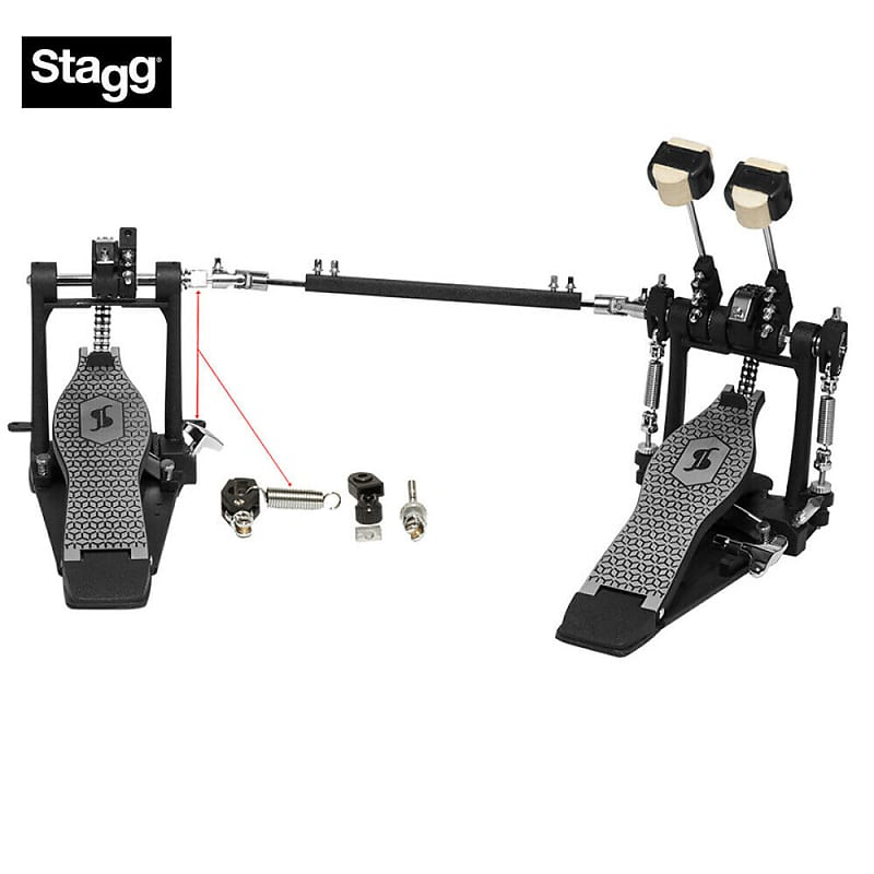 Stagg PPD52 52 Series Double Bass Drum Pedal w/Driveshaft, Reverb