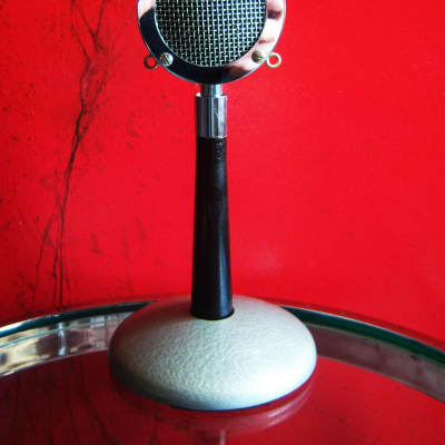 Vintage RARE 1930's Astatic D104 crystal "Lollipop" microphone Chrome w period Astatic E6G desk stand JT30 T3 K2 image 1