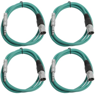 4 Pack of 1/4 Inch to XLR Male Patch Cables 6 Foot Extension Cords Jumper - Green and Green image 1