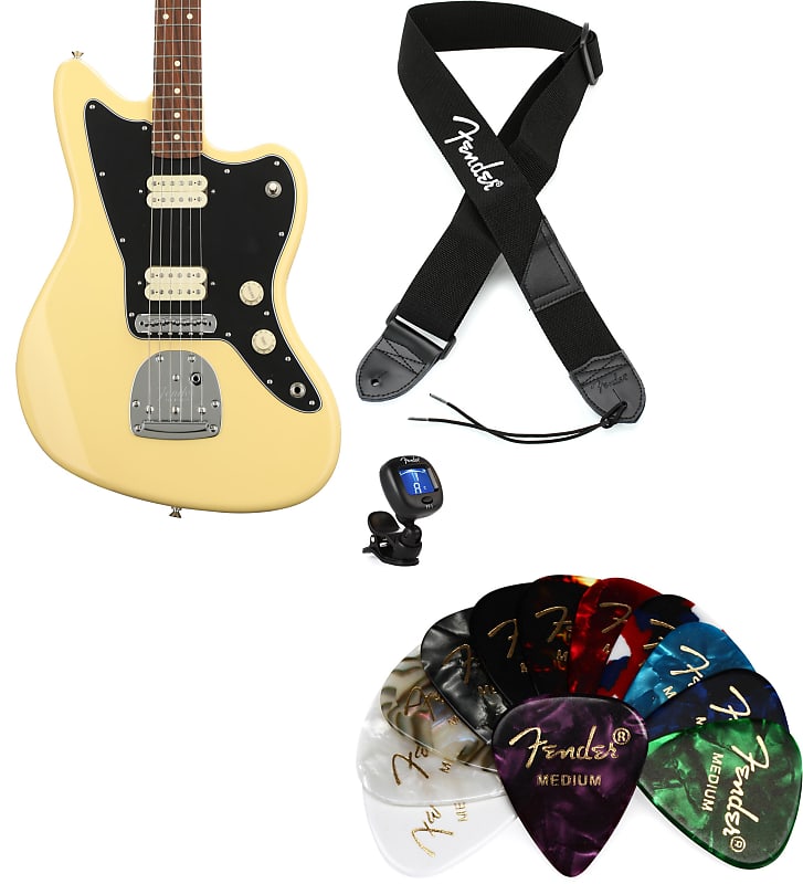 Fender Player Jazzmaster - Buttercream with Pau Ferro Fingerboard  Bundle with Fender 2" Polyester Logo Strap - Black with White Logo... (4 Items) image 1