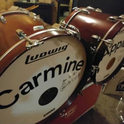 Ludwig Carmine Appice's Rod Stewart Era 22" Bass Drums. Signed Logo Heads! Authenticated! mid 1970s - Mahogany Thermogloss image 3