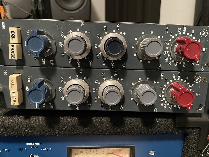 Neve 1066 Mic / Line Input Module with 3-Band EQ Stereo Pair 1970s - RAF Blue Grey image 1