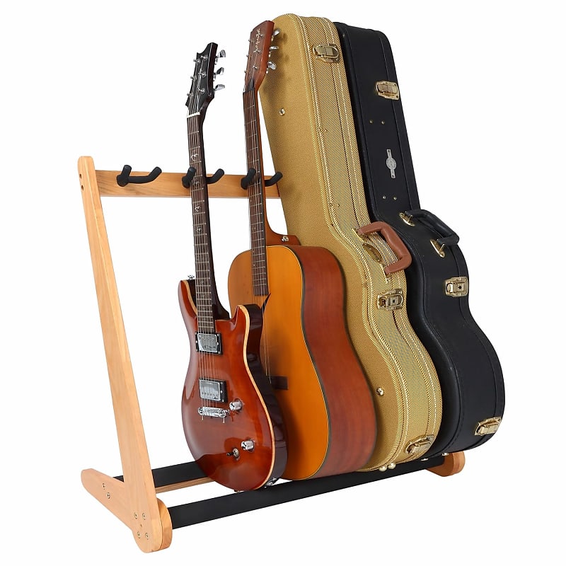 Guitar Stand for Multiple Guitars, Hardwood Multi Guitar Stand (3 Acoustic  Guitar, 5 Electric or Bass), 5 Guitar Stand Rack for Men, Folding Floor