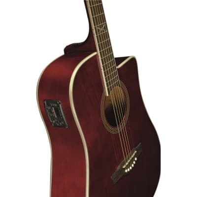 Eko NXT Dreadnought Cutaway Acoustic Electric Guitar - Wine Red image 3