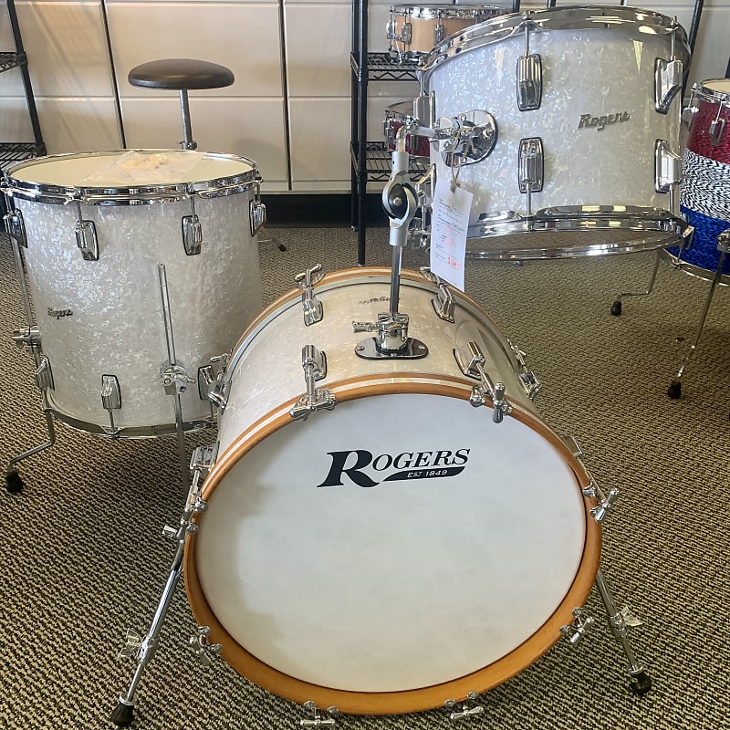Rogers Powertone 3pc Drum Set 13/16/20 - White Marine Pearl image 1