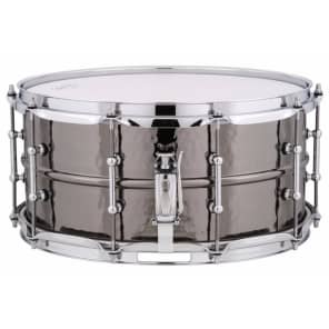 New Ludwig LB417KT Black Beauty 6.5"x 14" Hammered Brass Snare Drum with Tube Lugs, Black Nickel image 2