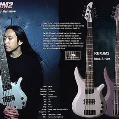 Gorgeous Yamaha RBX 6 JM2 John Myung (Dream Theater) Signature 6-string bass - Inca Silver w/ HSC for sale