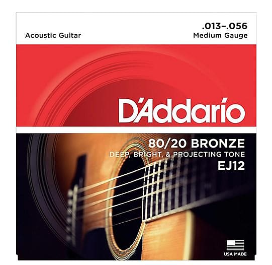 D'Addario EJ12 80/20 Bronze Medium Acoustic Guitar Strings image 1