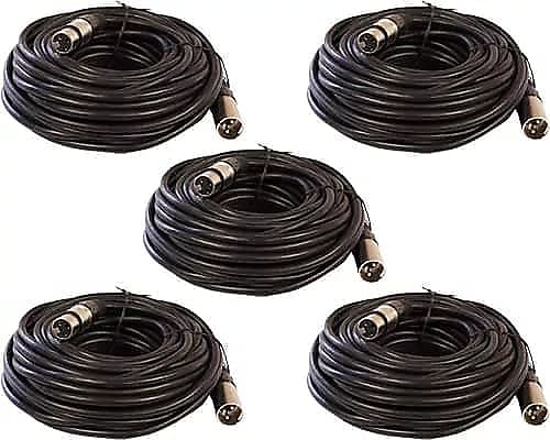5Pack 25 Ft Foot 3 Pin Xlr Male To Female For Powered Active Speakers Monitors image 1