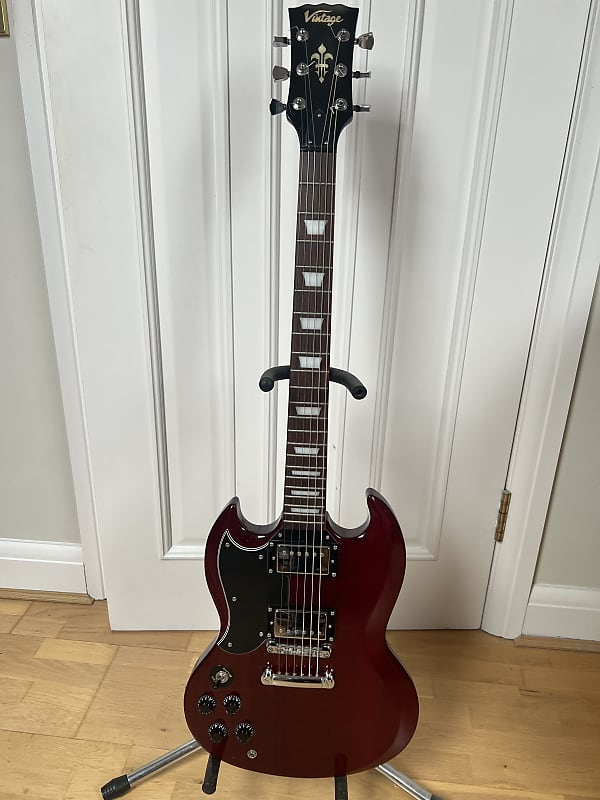 Vintage VS6 ReIssued Electric Guitar ~ Left Hand Cherry Red