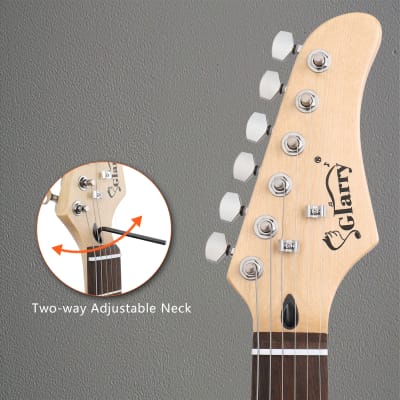 Glarry Full Size 6 String H-H Pickups GMF Electric Guitar with Bag Strap Connector Wrench Tool Blue image 4