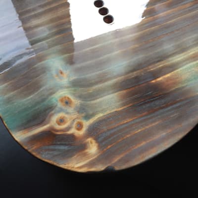 Rusted Relic Tele body 2 piece  burnt pine shou sugi ban style with  steel pickguard. Free shipping imagen 11