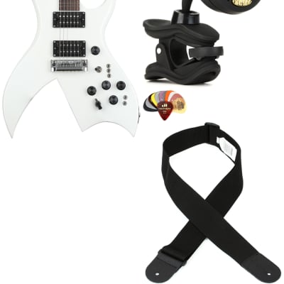 B.C. Rich USA Handcrafted Rich B Standard - Glitter Rock White  Bundle with Snark ST-8 Super Tight Chromatic Tuner... (4 Items) for sale