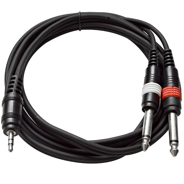 Seismic Audio SAiTSY6 1/8" Stereo TRS Male to Dual 1/4" TS Male Splitter Cable - 6' image 1