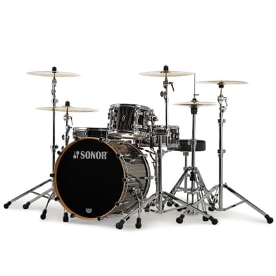 Sonor ProLite 22" Ebony White Stripes 3 Pcs. Shell Set image 3