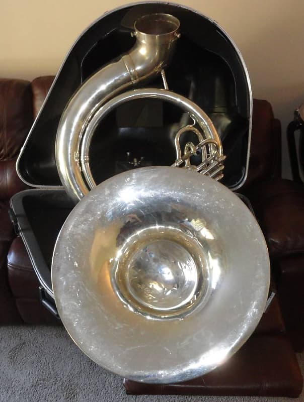 Conn Silver Sousaphone Horn with Case Reverb