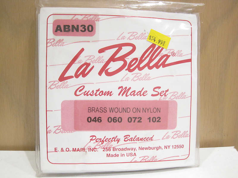 La Bella ABN30 Brass Wound on Nylon Custom Made Set 46-102 4-String Acoustic Bass Strings image 1