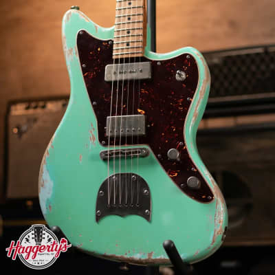 Luxxtone Choppa J Electric Guitar - Seafoam Green over Sonic Blue with Hardshell Case for sale