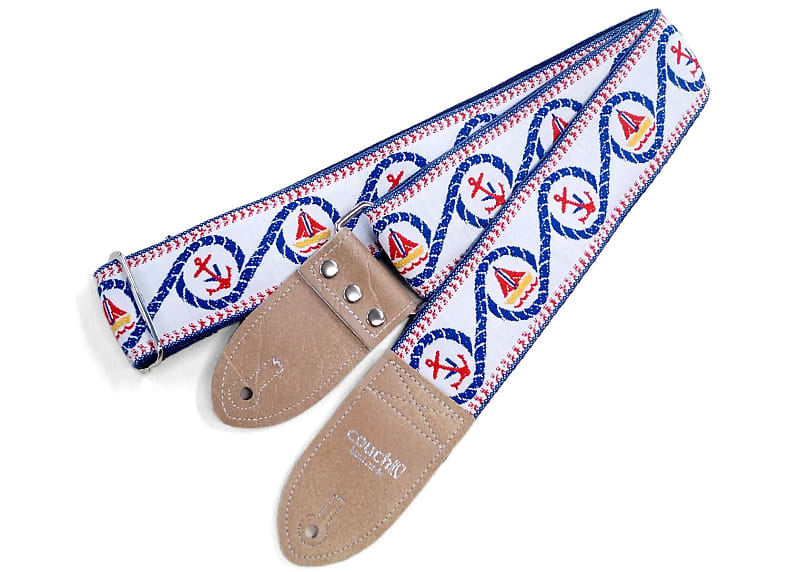 Blue Hendrix Boho Banjo Strap- Hand Made Woven Banjo Straps With Vegan  Leather Ends, Made In USA
