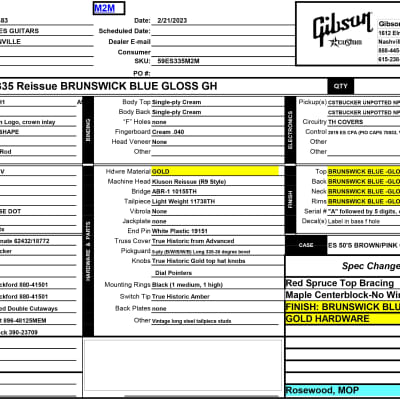 Gibson Custom Shop Made 2 Measure 1959 ES-335 Reissue Gloss Brunswick Blue image 17