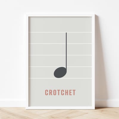 Crotchet Note Print - Music Theory Poster, Quarter Note, Music Studio Art, Piano Note Print, A3 Size image 1