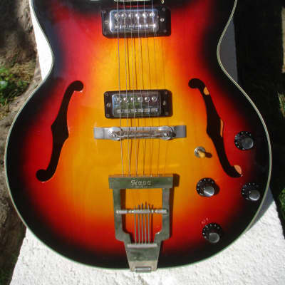 Kappa Series 500  Hollow Body Guitar, 1960's,  Wyattsville, Md.,  Sunburst Finish, Gig Bag image 3