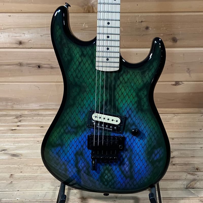 Kramer Baretta Custom Graphics “Viper” Electric Guitar - Snakeskin Green Blue Fade image 1