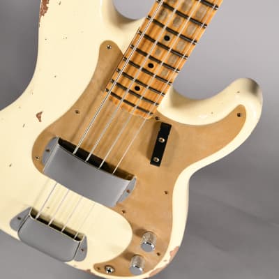 Fender Custom Shop 58 Precision Bass Heavy Relic Maple Neck 2022 - Vintage White image 3