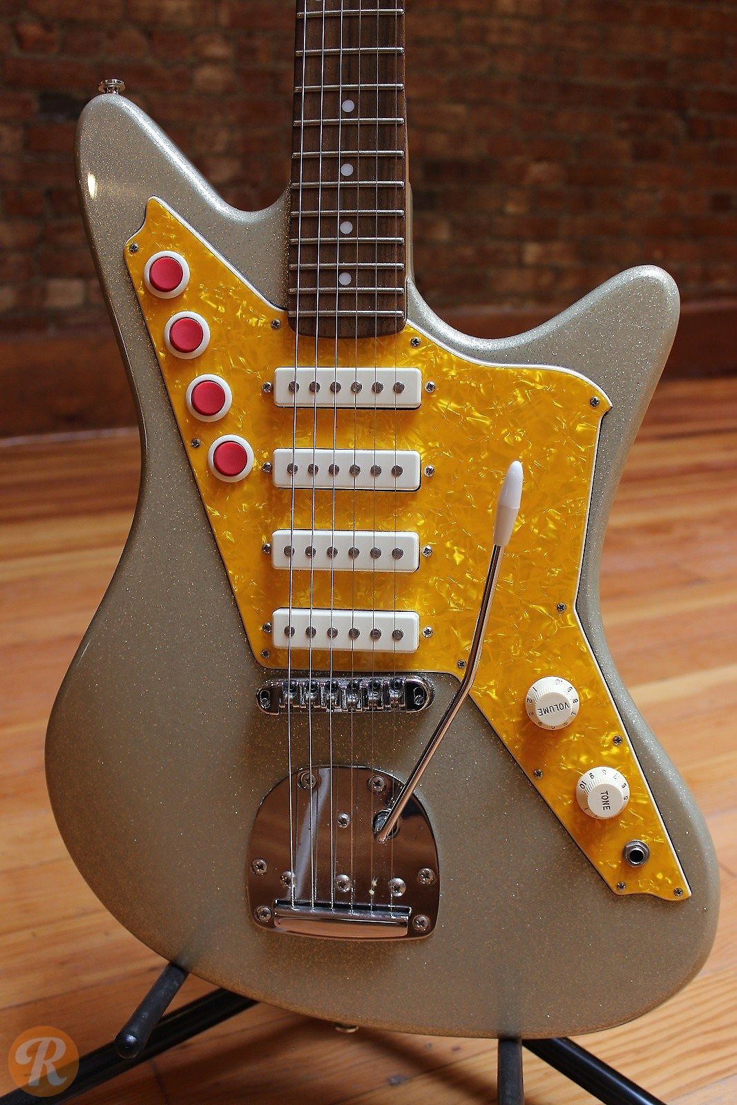 DiPinto Galaxie 4 Silver Sparkle w/ Gold Pearl Pickguard | Reverb