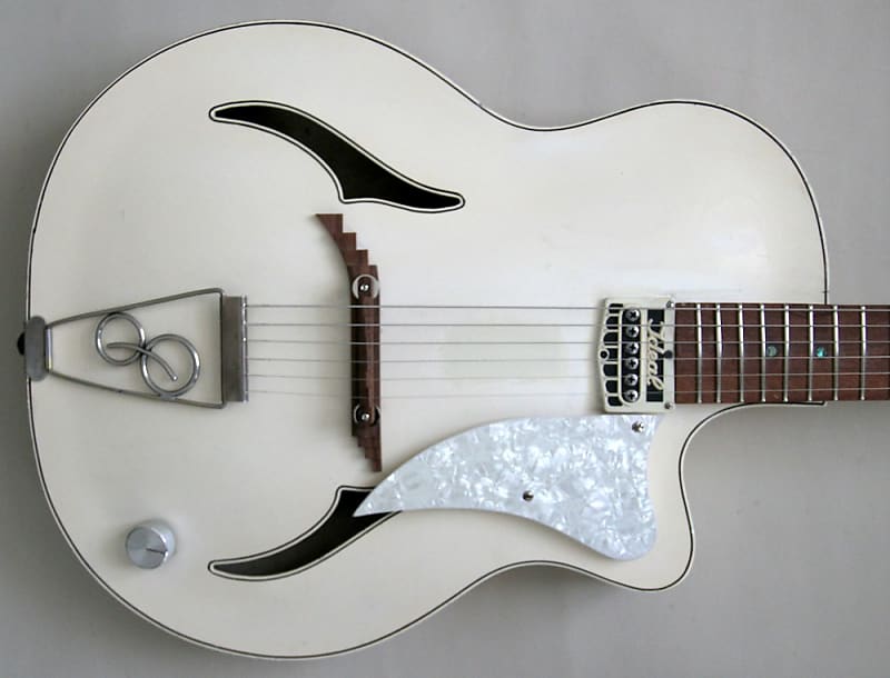1958 Famos Art-Deco Jazz Thinline (Gibson ES-275 model) - White - Restored and upgraded image 1