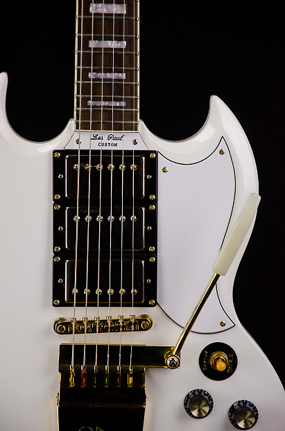 2008 Epiphone SG Les Paul Custom Electric Guitar White Lyre