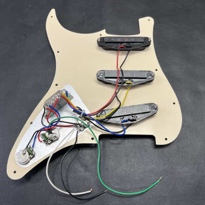 Stratocaster Strat Loaded pickguard  -SSS  Cream w/Black plastics Import made w/backplate #5 image 5