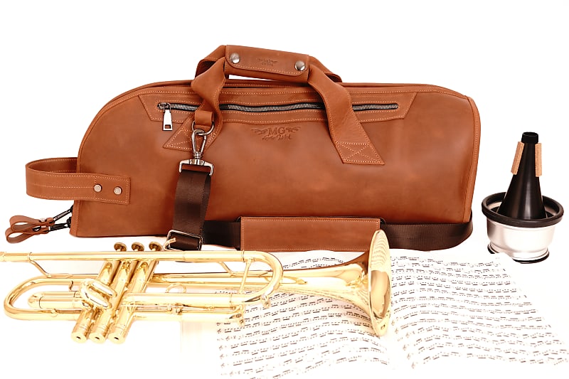MG Leather Work leather Trumpet Bag Light Brown Reverb UK