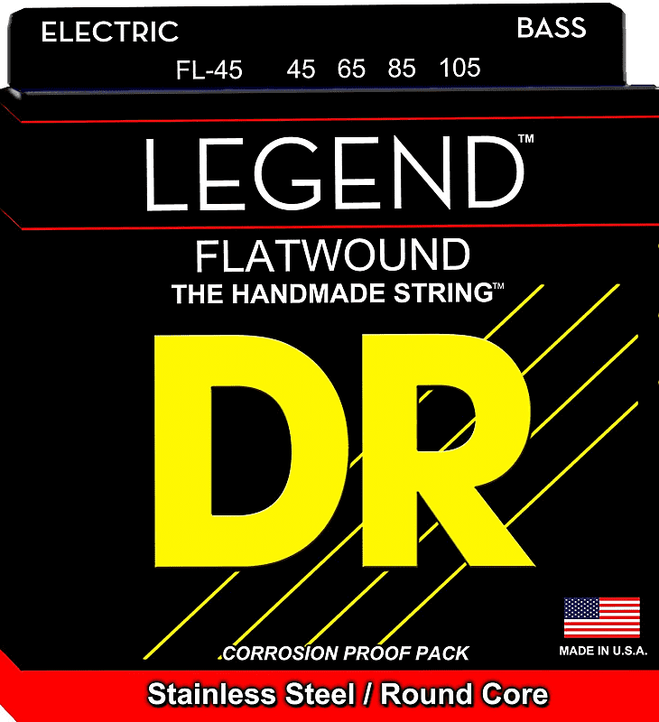 DR LEGEND FL-45 Flatwound Stainless Steel Bass Guitar Strings 45-105 MED image 1