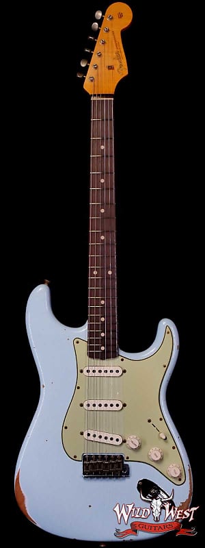 Fender Custom Shop 1962 Stratocaster Hand-Wound Pickups AAA Dark Rosewood Slab Board Relic Sonic Blue 7.65 LBS image 1