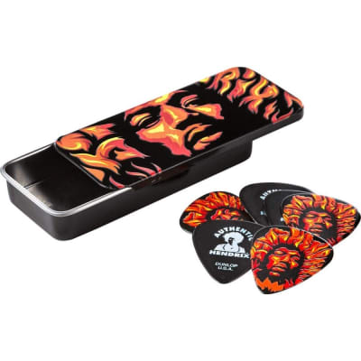 Dunlop Jimi Hendrix Guitar Picks Voodoo Fire Heavy Pick Tin 12 Picks Heavy image 1