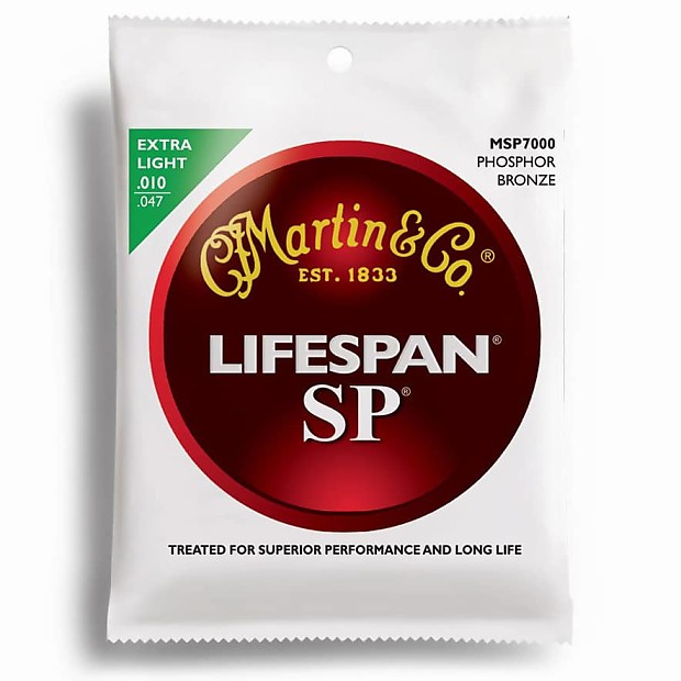 Martin MSP7000 SP Lifespan 92/8 Phosphor Bronze Extra Light Acoustic Strings image 1