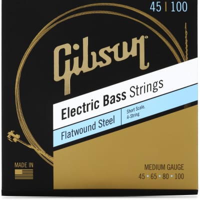 Gibson Accessories SBG-FWSSM Flatwound Electric Bass Guitar Strings - .045-.100 Medium Short Scale image 1