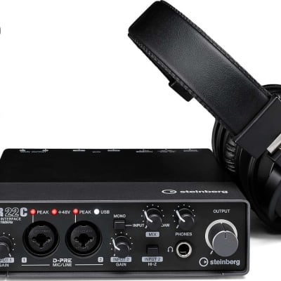 Steinberg UR22C USB-C Audio/MIDI Interface Recording Pack, Gray/Black image 1