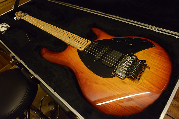 Ernie Ball Music Man USA Custom Shop Silhouette Flame Birdseye Neck HSS Floyd Rose EMG Sunburst Axis