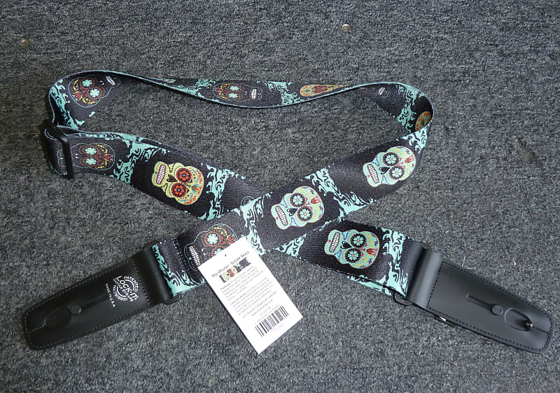LockIt LIS103S38 Skull pattern Locking guitar strap 2022 Reverb