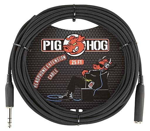 Pig Hog PHX14-25 1/4" TRS Headphone Extension Cable - 25' 2010s - Black image 1