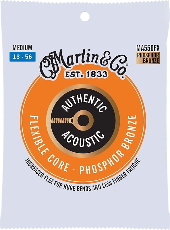 Martin MA550FX Authentic Acoustic Flexible Core Guitar Strings, Medium .013-.056 image 1