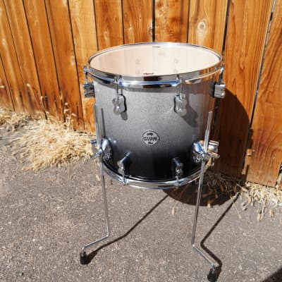PDP Concept Maple 12" x 14" Floor Tom Silver to Black Sparkle Fade Lacquer | 14" Floor Tom w/ Legs image 3