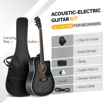 Glarry GMA101 41 Inch EQ Acoustic Guitar - Black image 3
