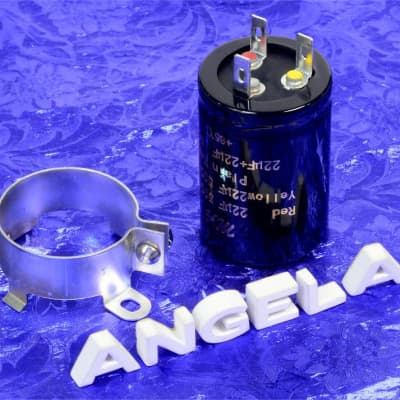 M&A Polarized Electrolytic Can Capacitor 22uF+22uF 500VDC For Guitar Amps With Mounting Clamp image 1
