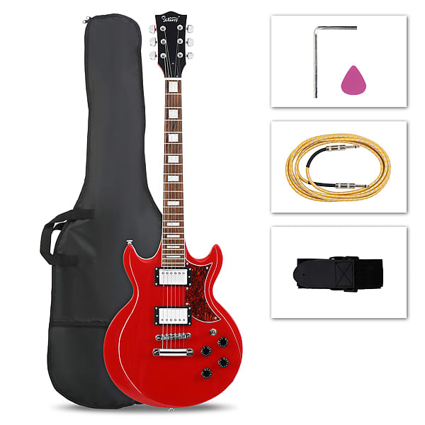 Glarry GIZ 102 HH Pickups LaurelWood Fretboard Poplar Solid Reverb